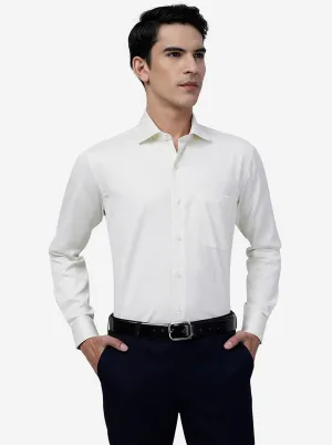 Cream Solid Slim Fit Formal Shirt | Metal