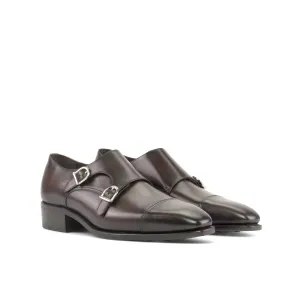 DapperFam Monaco in Dark Brown Men's Italian Leather Double Monk