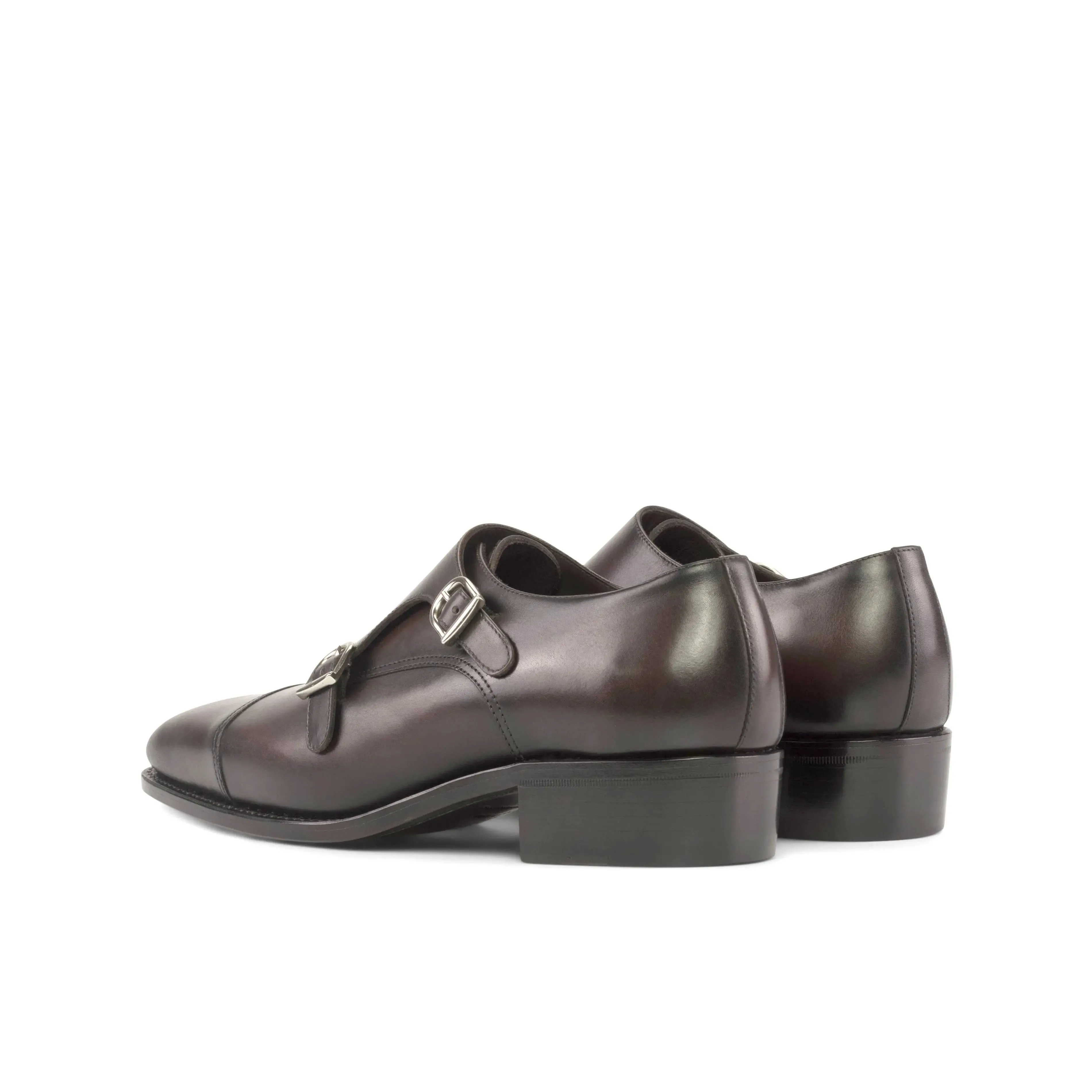 DapperFam Monaco in Dark Brown Men's Italian Leather Double Monk