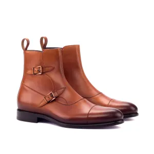 DapperFam Octavian in Cognac Men's Italian Leather Buckle Boot