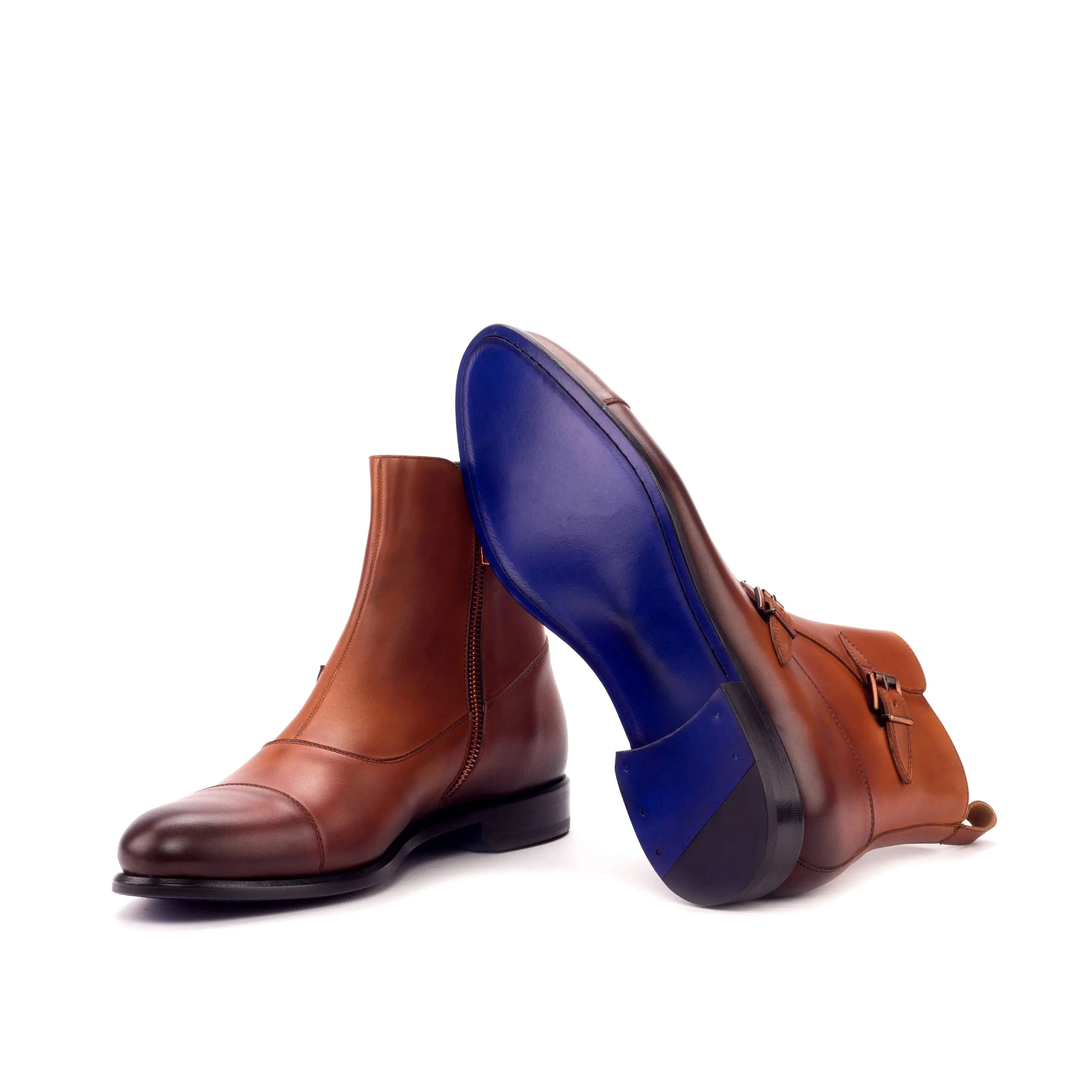 DapperFam Octavian in Cognac Men's Italian Leather Buckle Boot