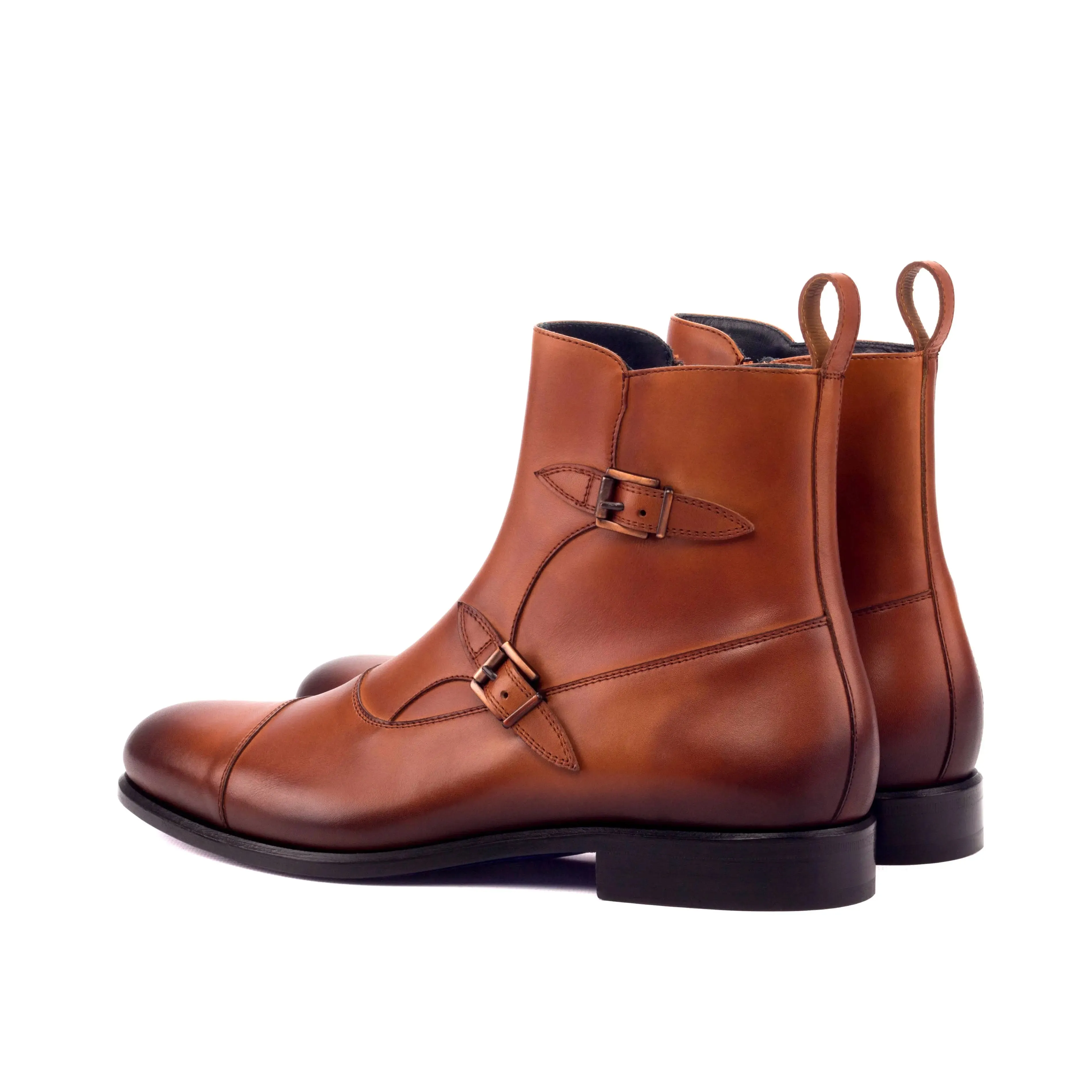DapperFam Octavian in Cognac Men's Italian Leather Buckle Boot
