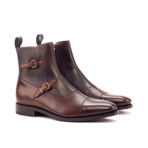 DapperFam Octavian in Med Brown / Dark Brown Men's Italian Leather Buckle Boot