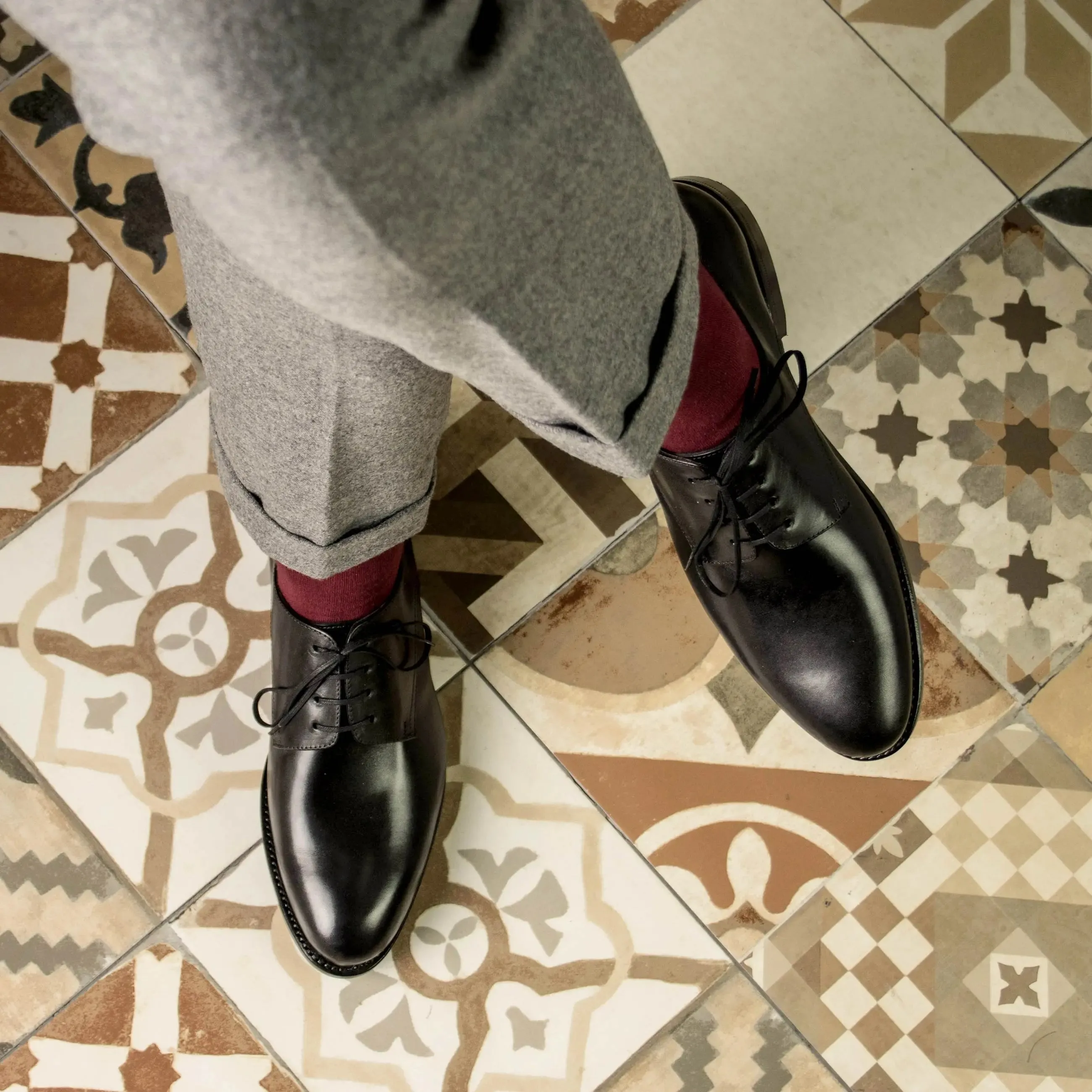 DapperFam Vero in Black Men's Italian Leather Derby