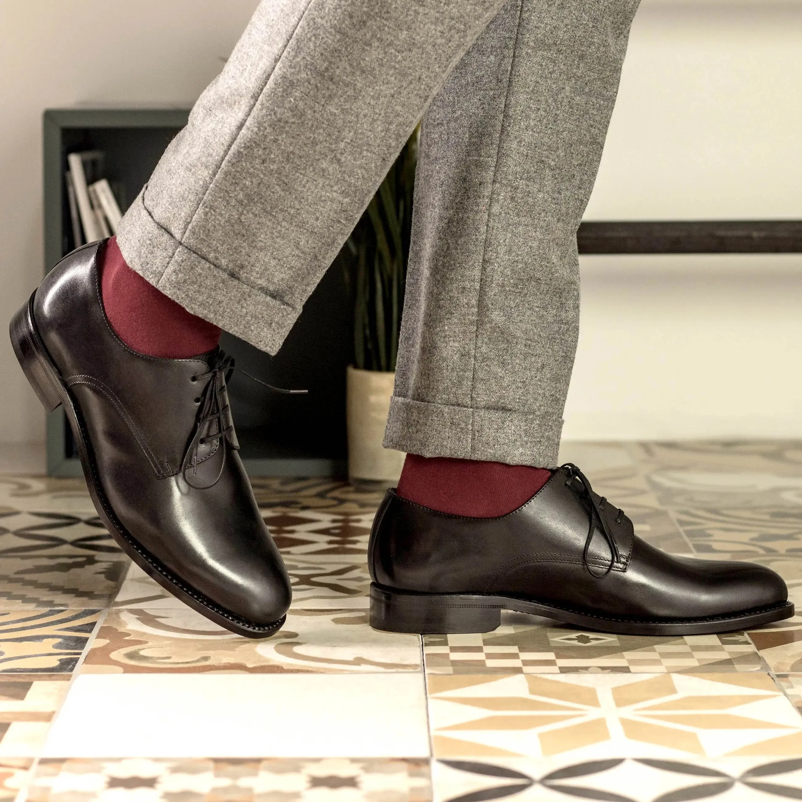 DapperFam Vero in Black Men's Italian Leather Derby