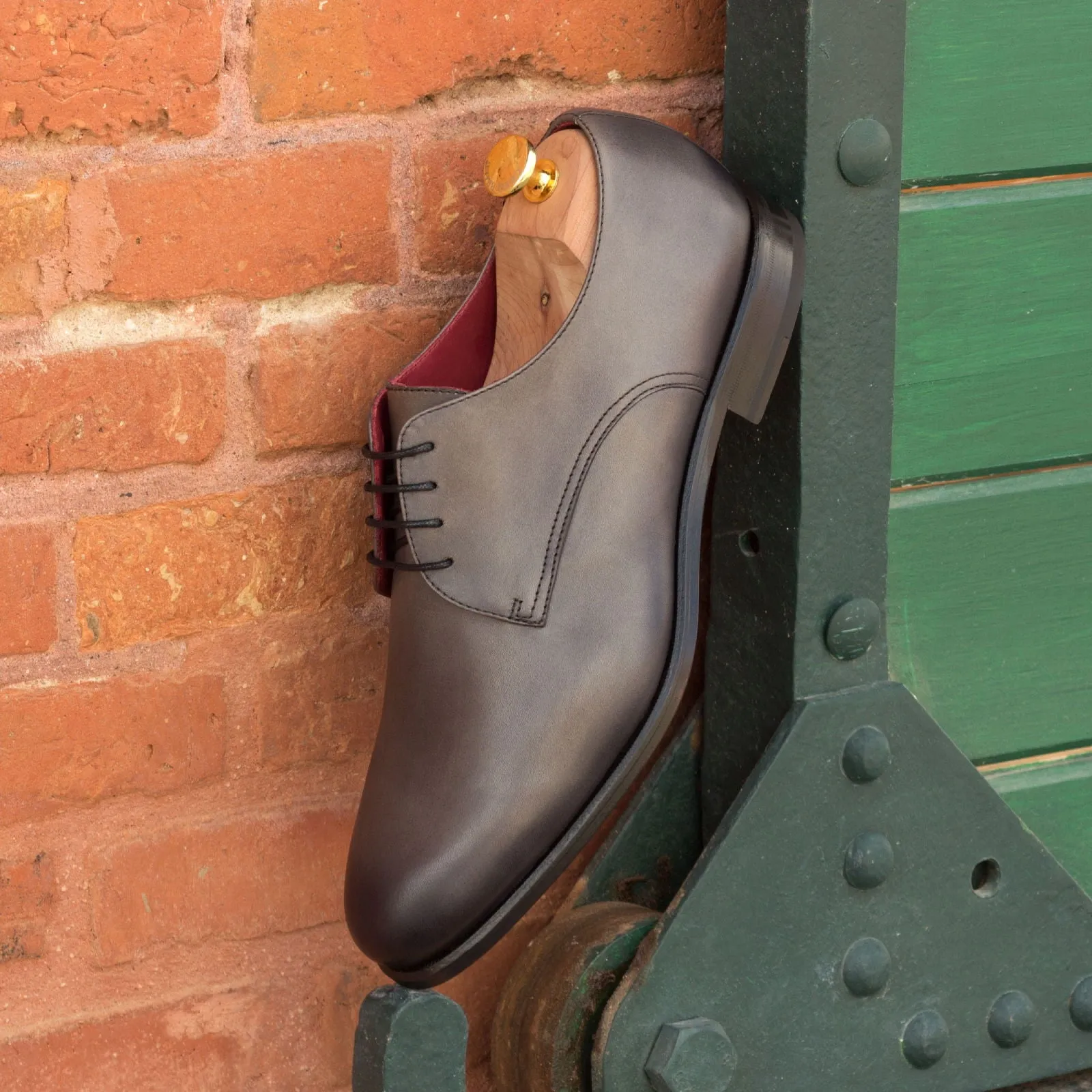 DapperFam Vero in Grey Men's Italian Leather Derby