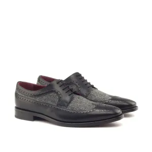 DapperFam Zephyr in Herringbone / Black Men's Sartorial & Italian Leather Longwing Blucher