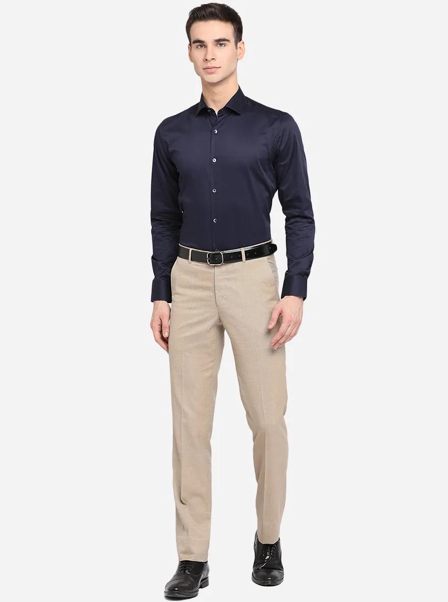 Dark Blue Solid Slim Fit Party Wear Shirt | Wyre
