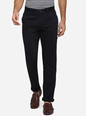 Dark Blue Solid Uno Fit Casual Trouser | JadeBlue