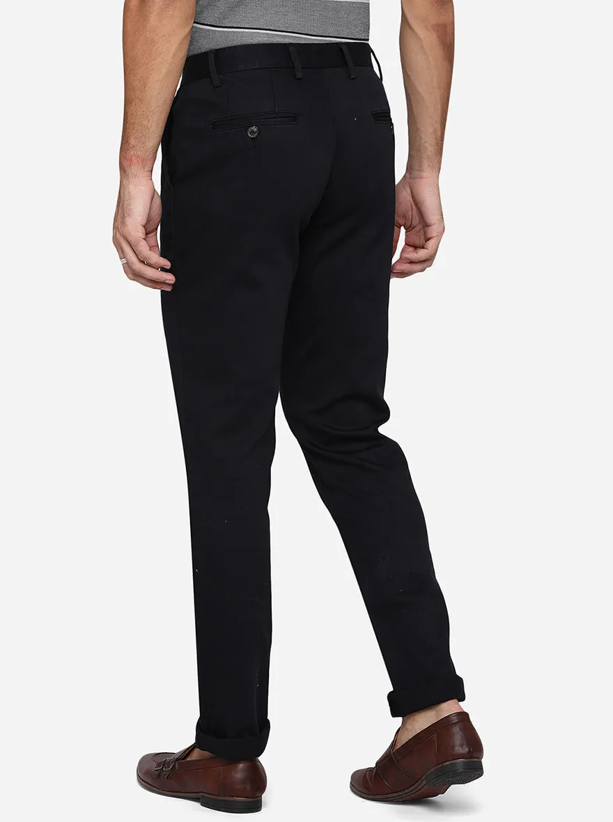 Dark Blue Solid Uno Fit Casual Trouser | JadeBlue