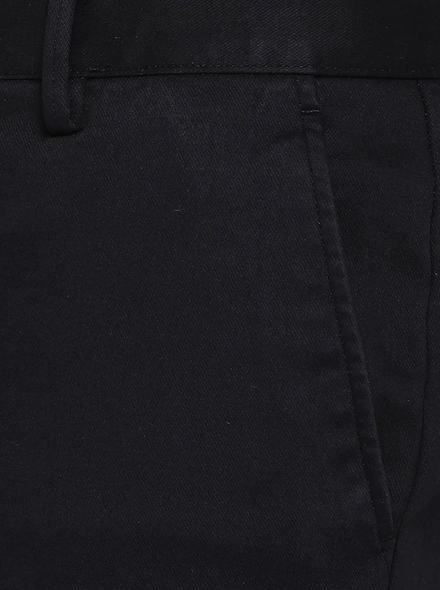 Dark Blue Solid Uno Fit Casual Trouser | JadeBlue