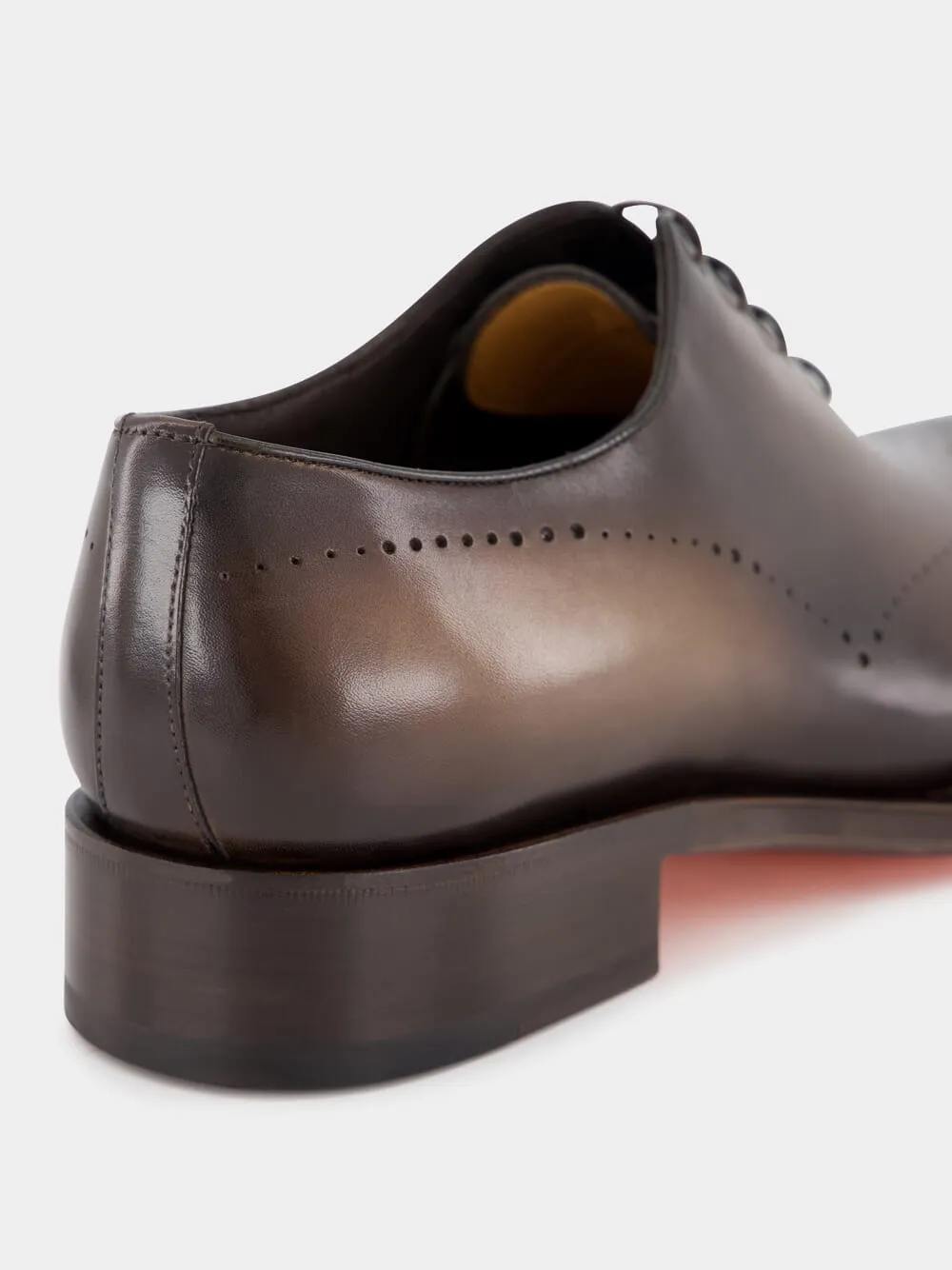 Dark Brown Leather Oxford Shoes with Brogue Detail