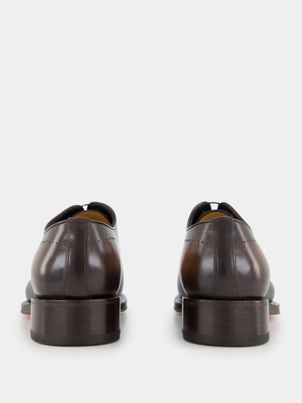 Dark Brown Leather Oxford Shoes with Brogue Detail