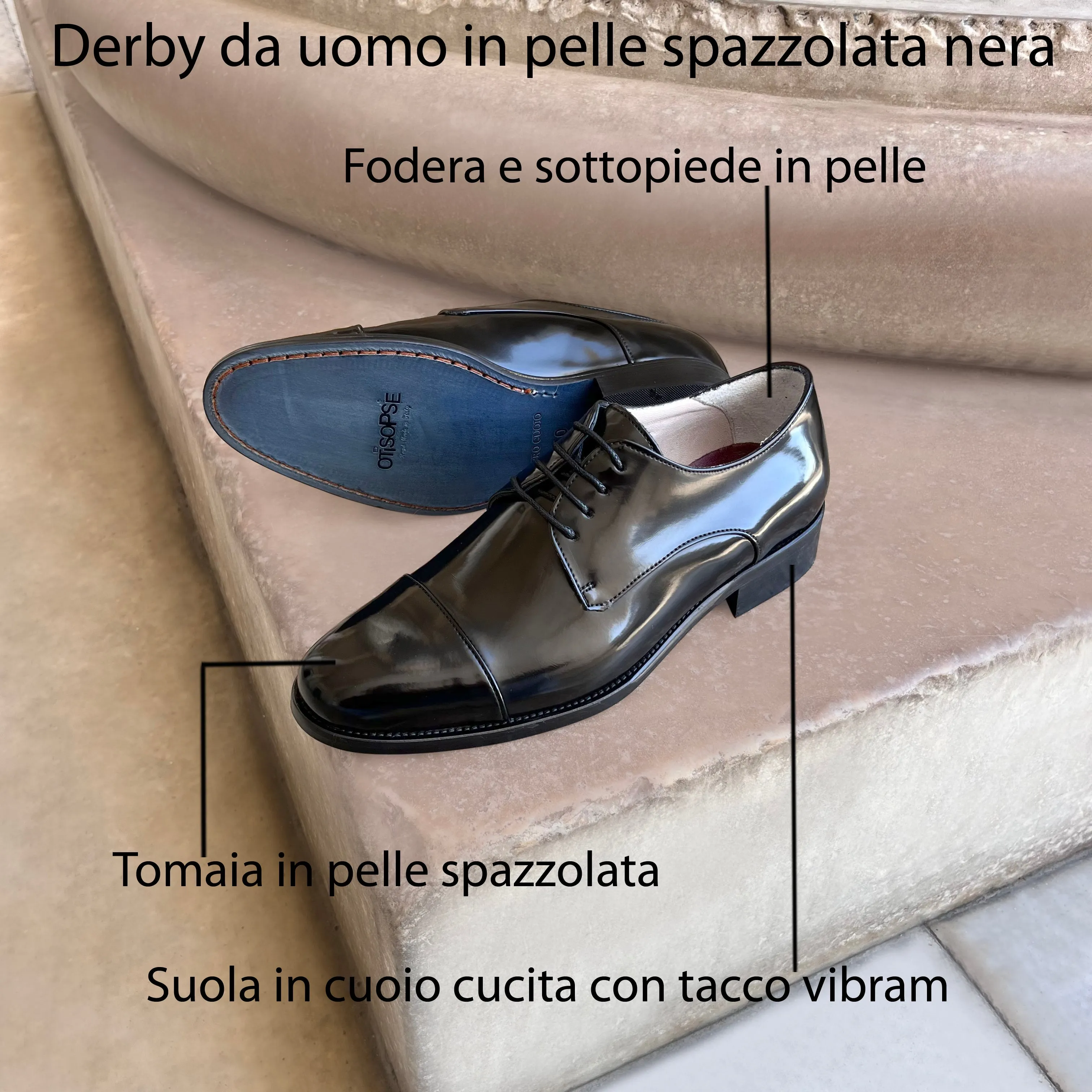 Derby nere in pelle abrasivata