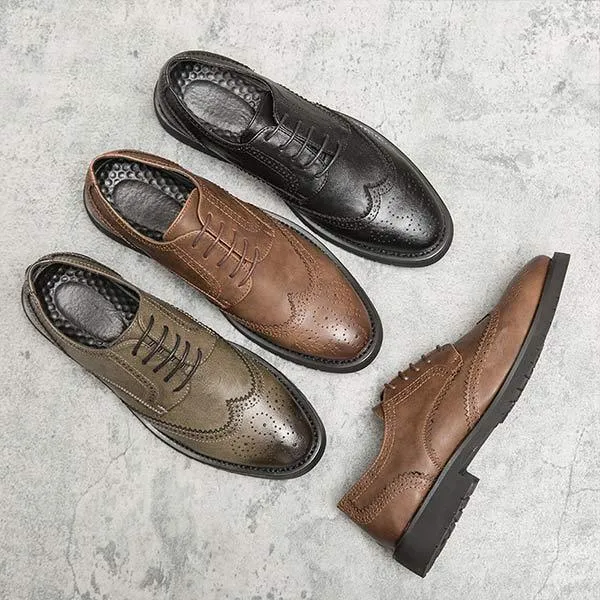 Easton - Men's Carved Leather Dress Shoes