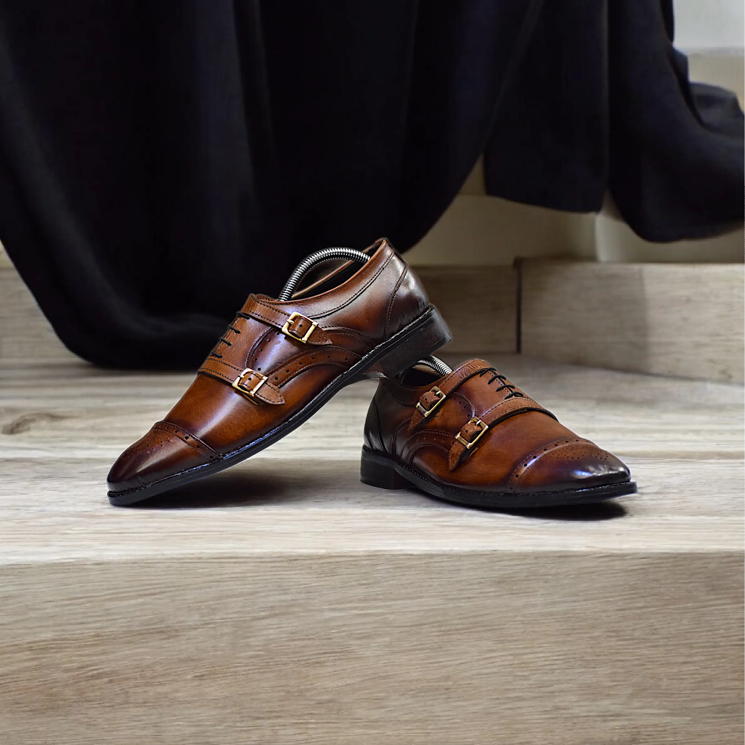 Edge Republic - ER S 107 The Two Towers Monk Leather Shoes For Men