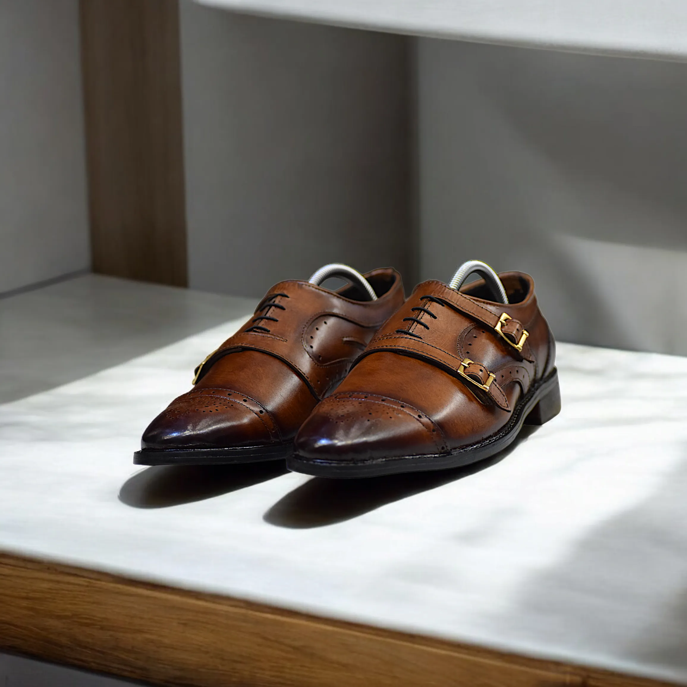 Edge Republic - ER S 107 The Two Towers Monk Leather Shoes For Men