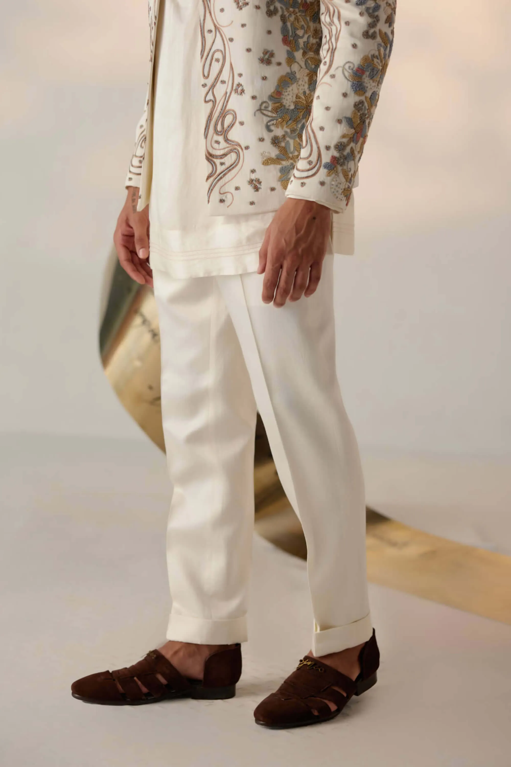 Eleven ivory short jacket and kurta set