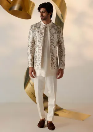Eleven ivory short jacket and kurta set