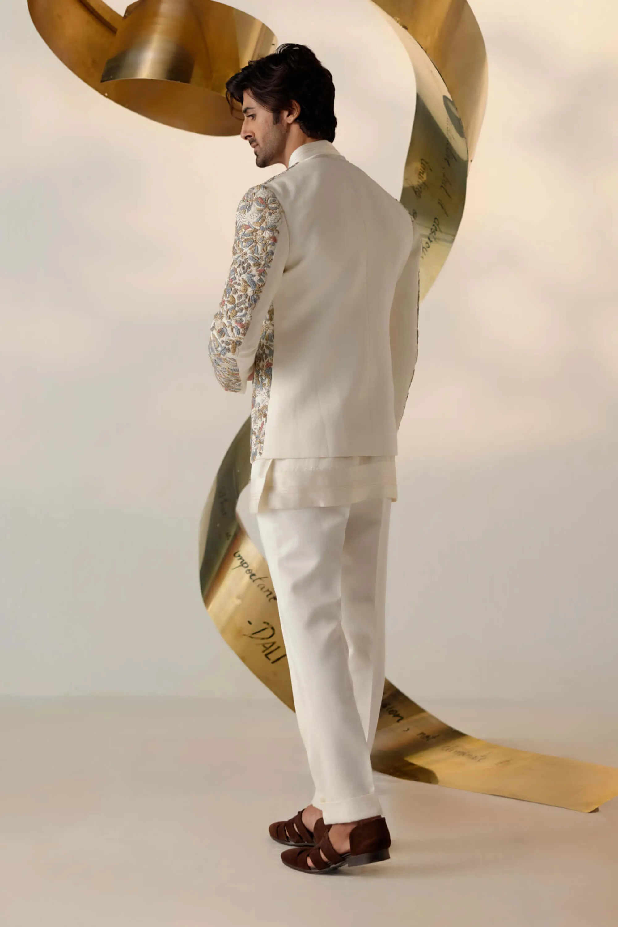 Eleven ivory short jacket and kurta set