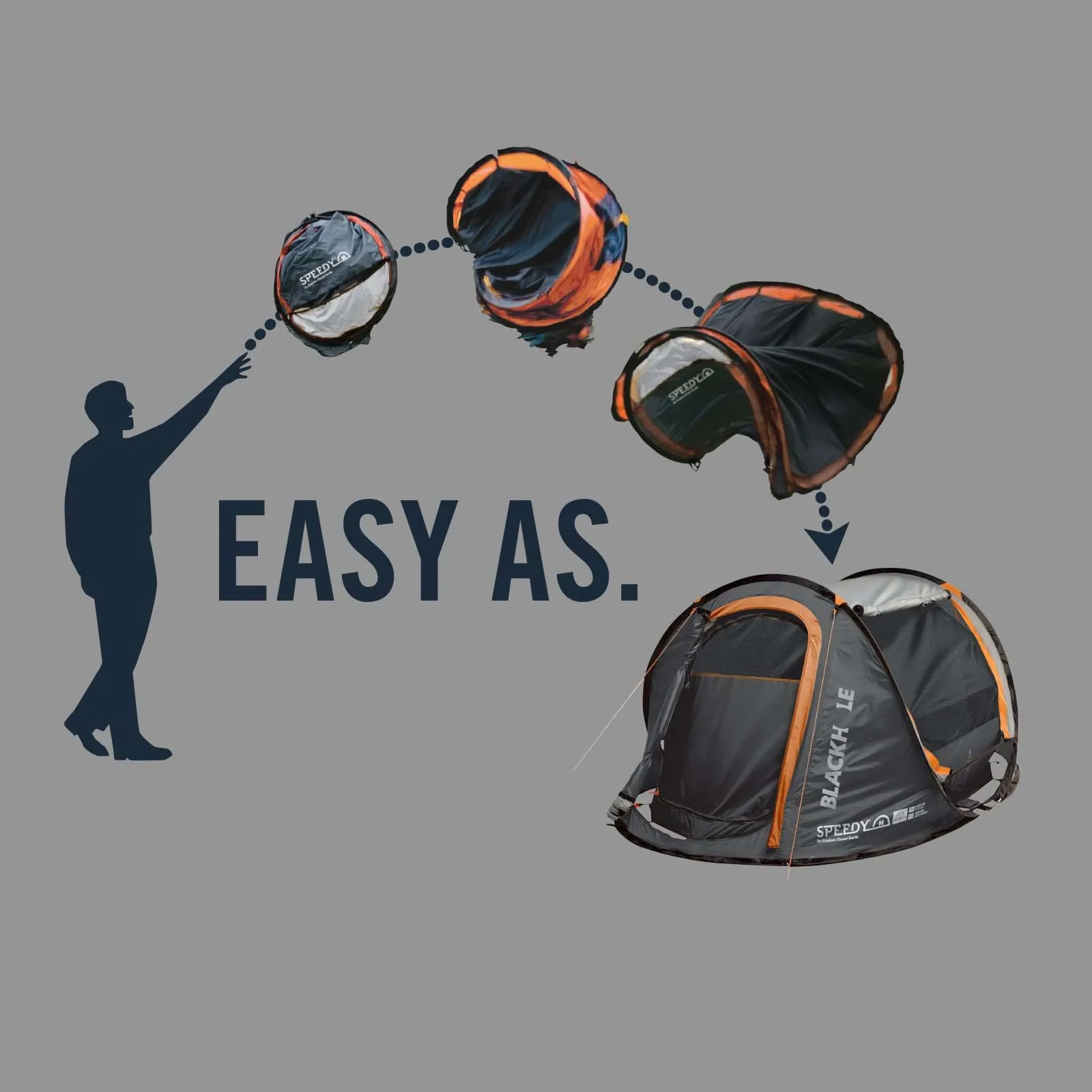 Explore Planet Earth - Speedy Blackhole 3 Person Tent with LED Lights