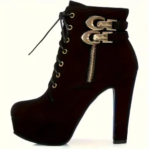 Fast Arrival Chic Autumn LaceUp Round Toe Ankle Boots