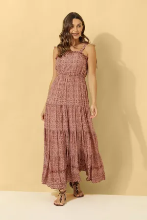 Florence Tiered Maxi Dress ~ Coral