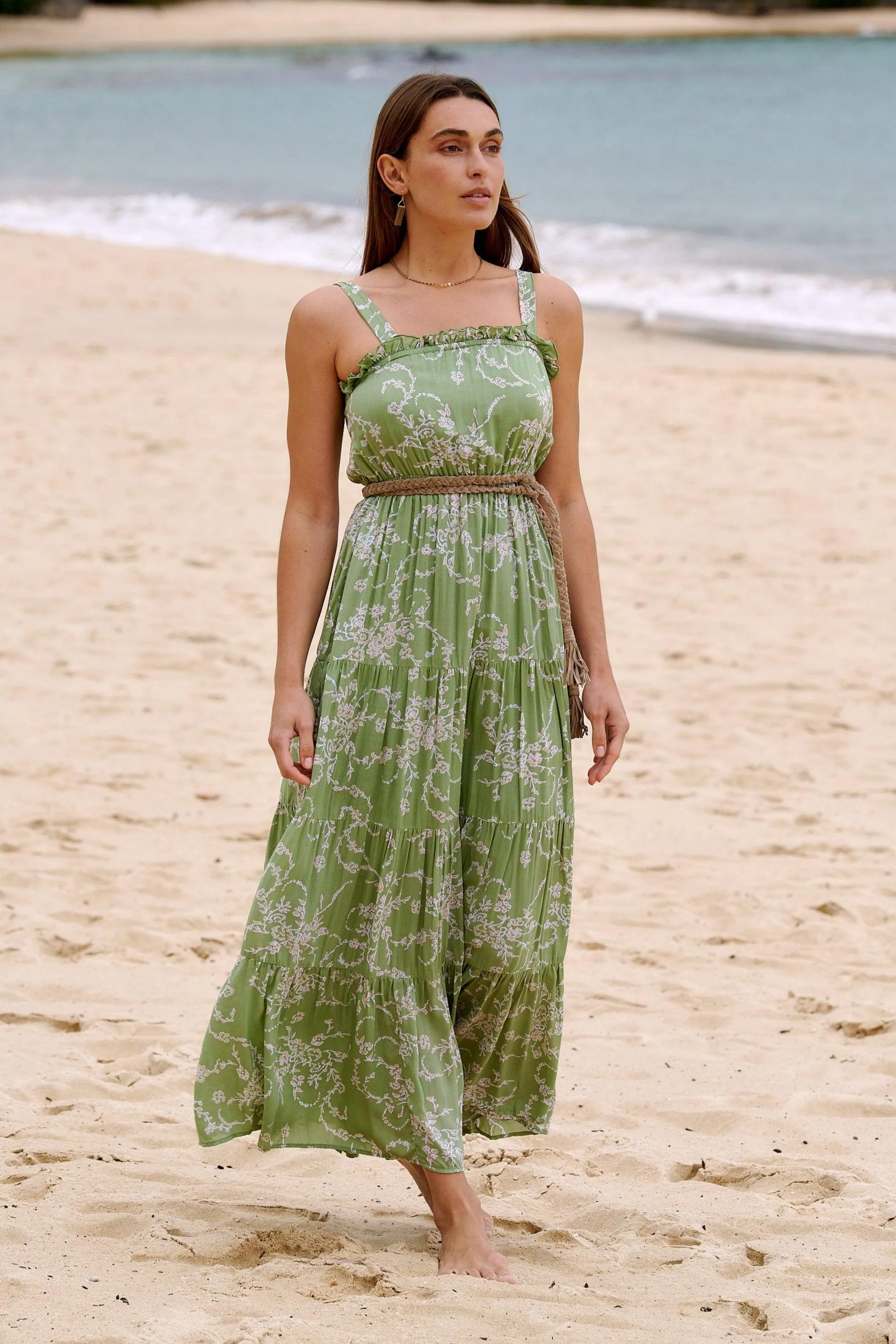 Florence Tiered Maxi Dress ~ Sage Floral