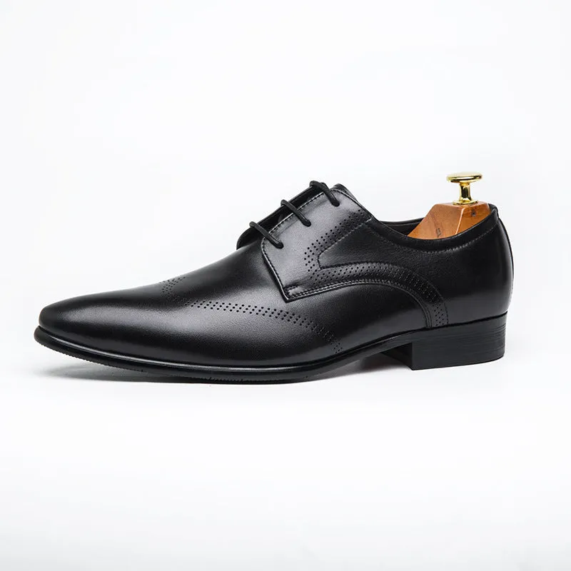 Formal Shoes Summer Pointed Brown Brooch Carved Male Wedding Shoes Lace-up Derby Shoes