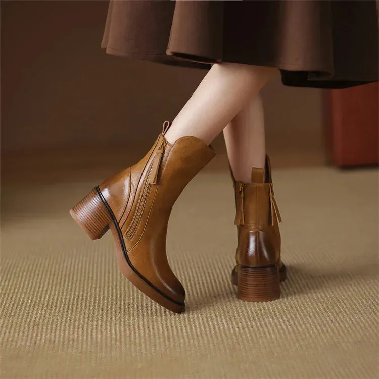 GRAZIA™ – Stylish Leather Ankle Boots 👢✨