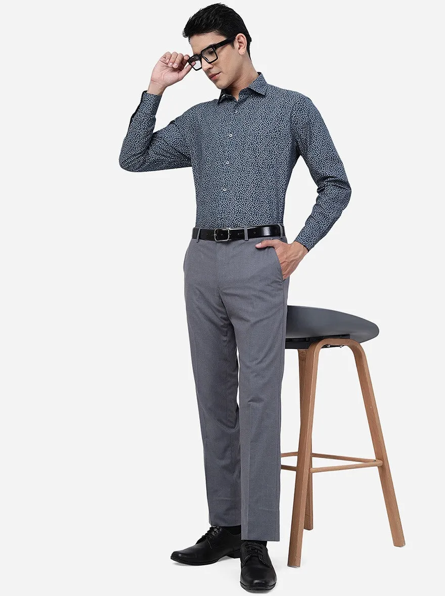 Grey Printed Regular Fit Formal Shirt | JadeBlue