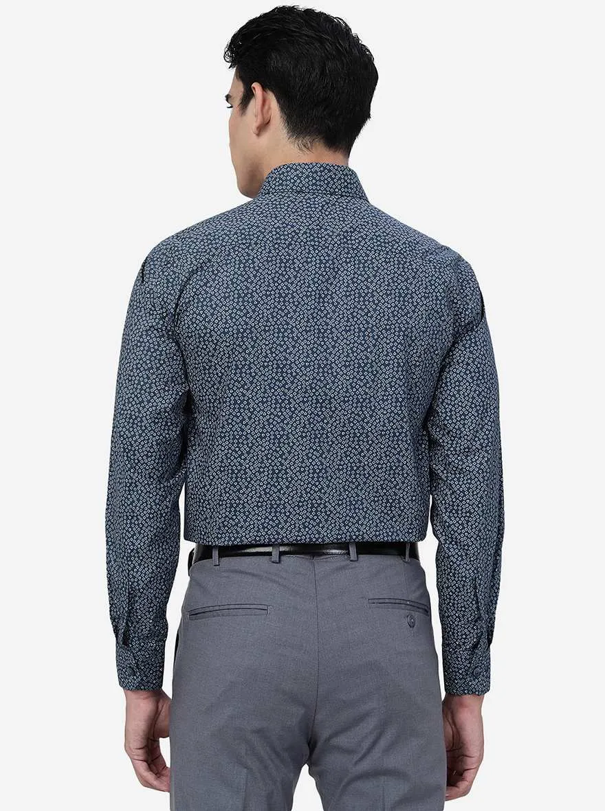Grey Printed Regular Fit Formal Shirt | JadeBlue