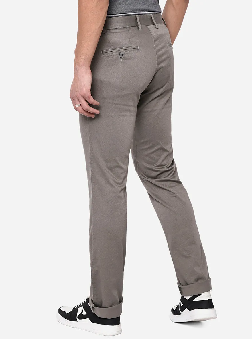 Grey Washed Slim Fit Casual Trouser | Greenfibre