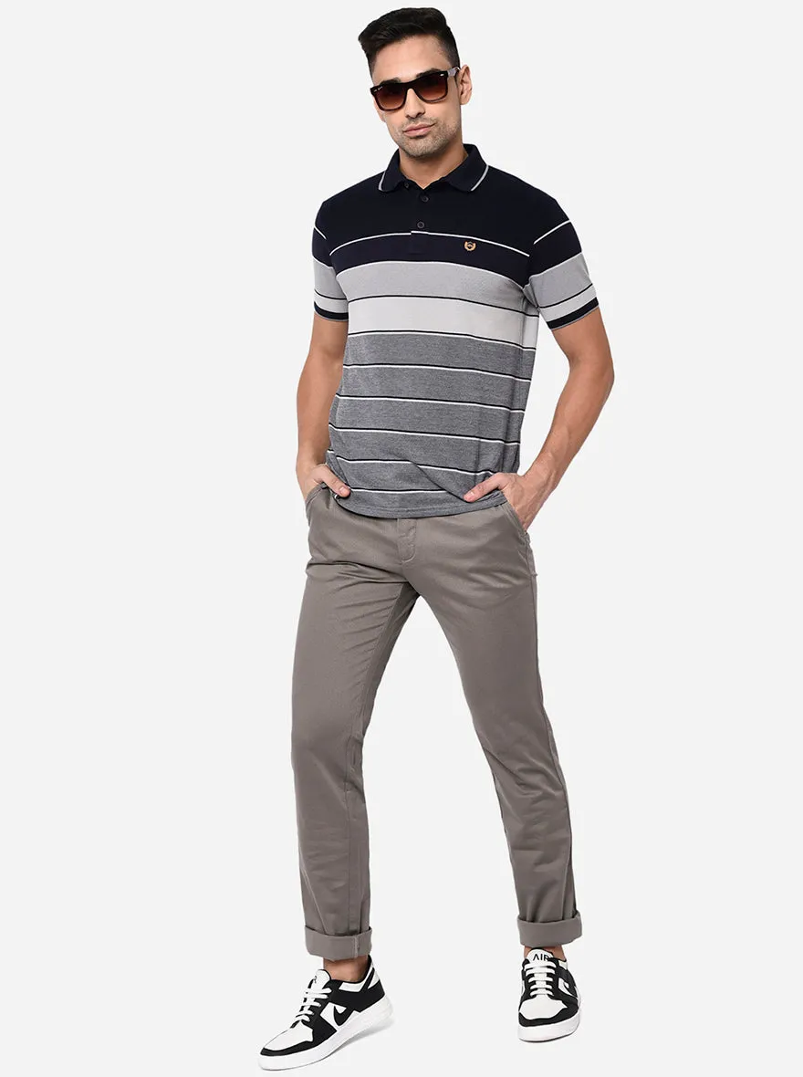 Grey Washed Slim Fit Casual Trouser | Greenfibre