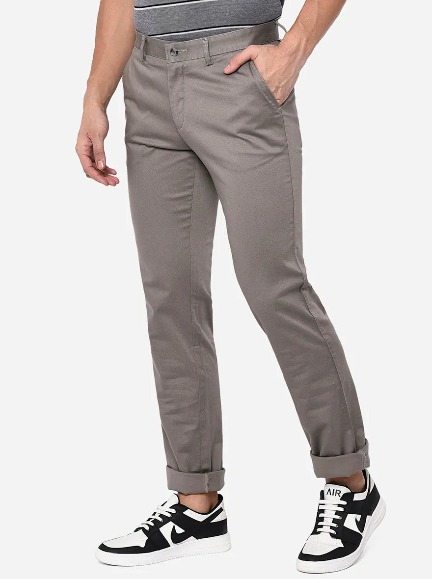 Grey Washed Slim Fit Casual Trouser | Greenfibre
