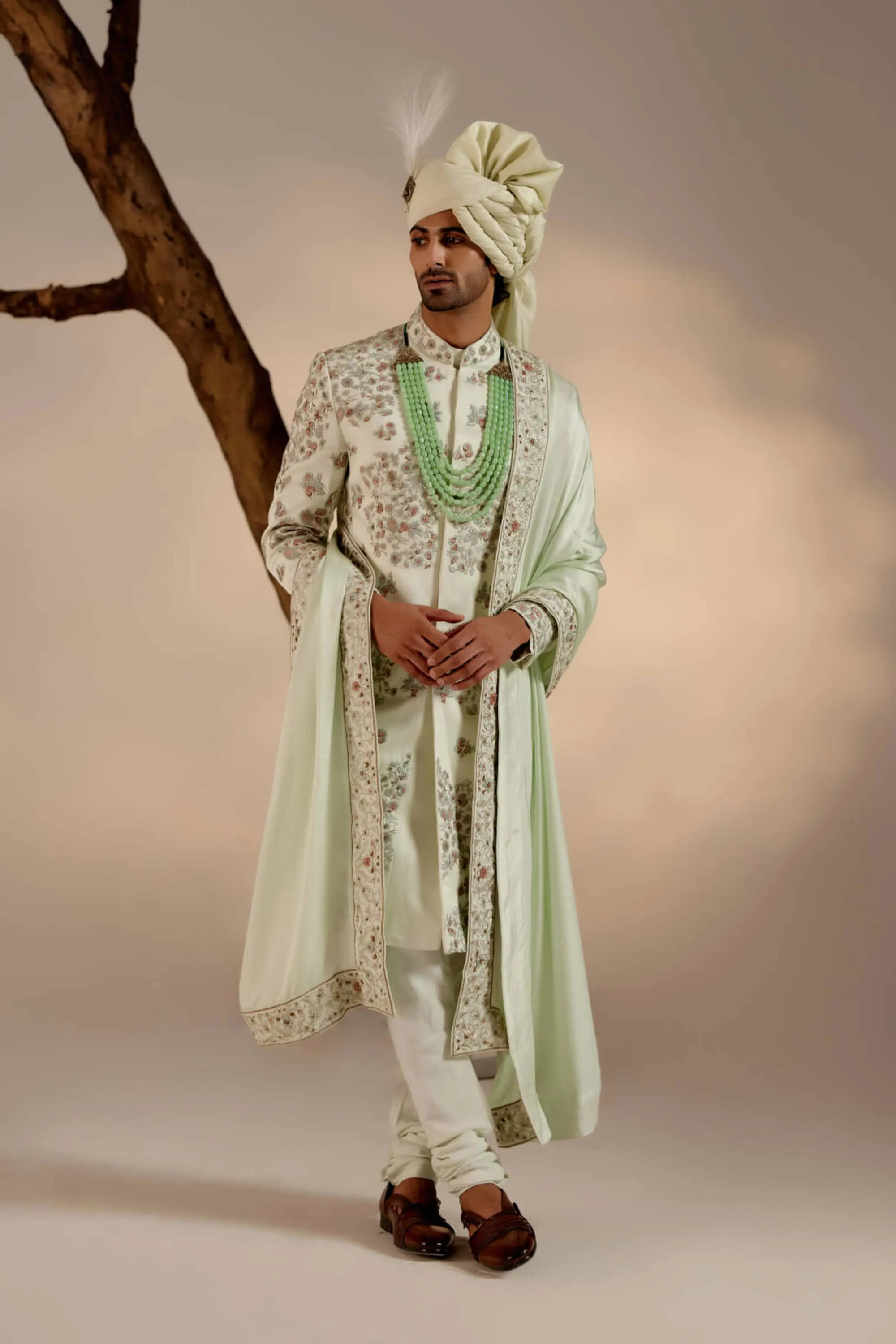 Hazy blue sherwani set