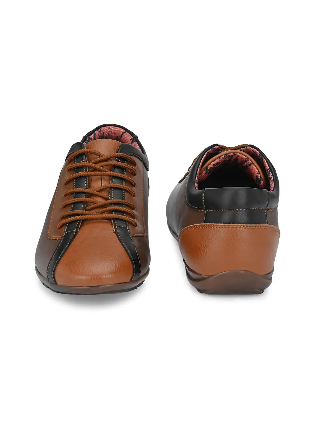 Hitz Men's Tan Leather Lace-up Casual Shoes
