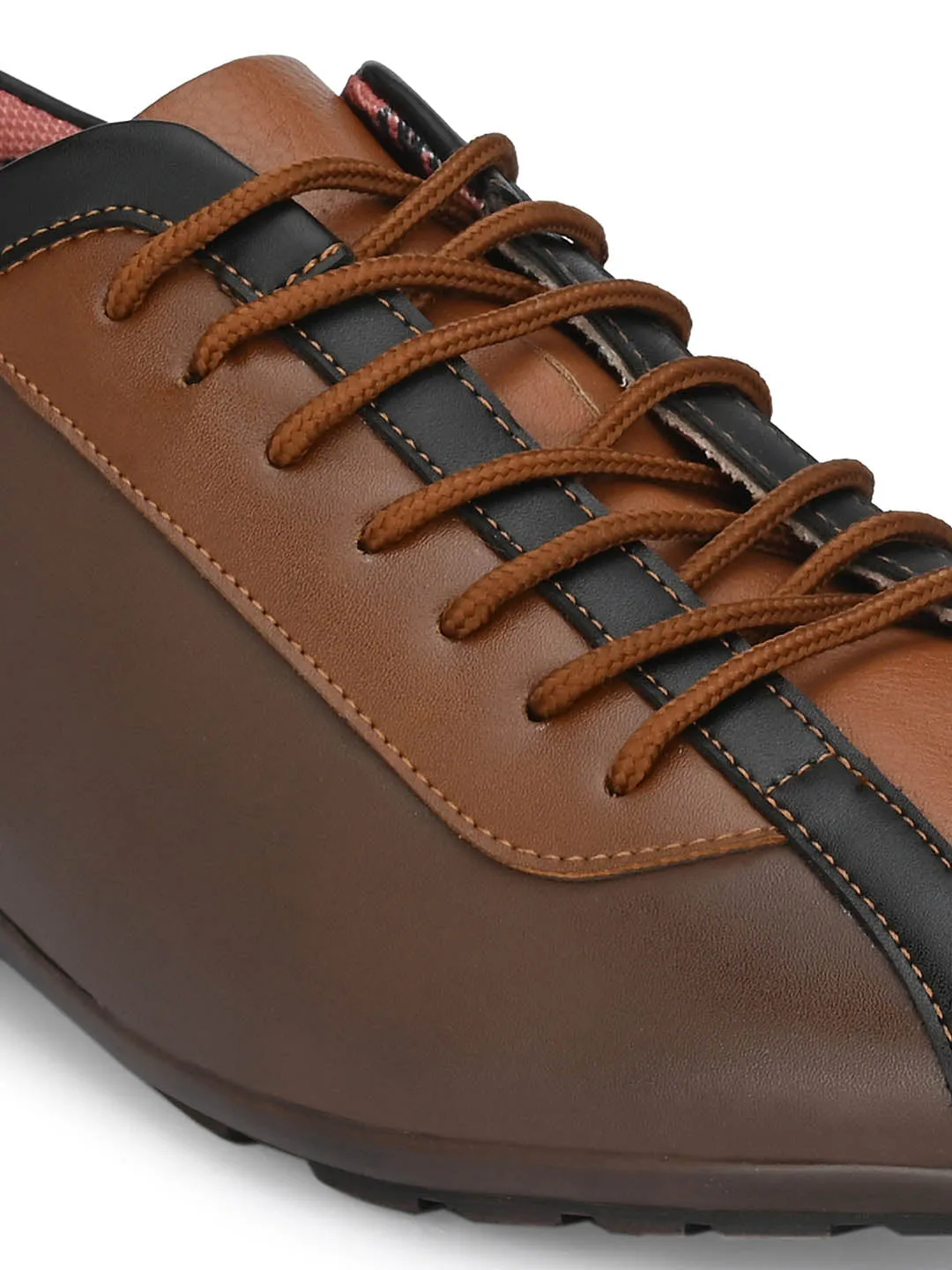 Hitz Men's Tan Leather Lace-up Casual Shoes