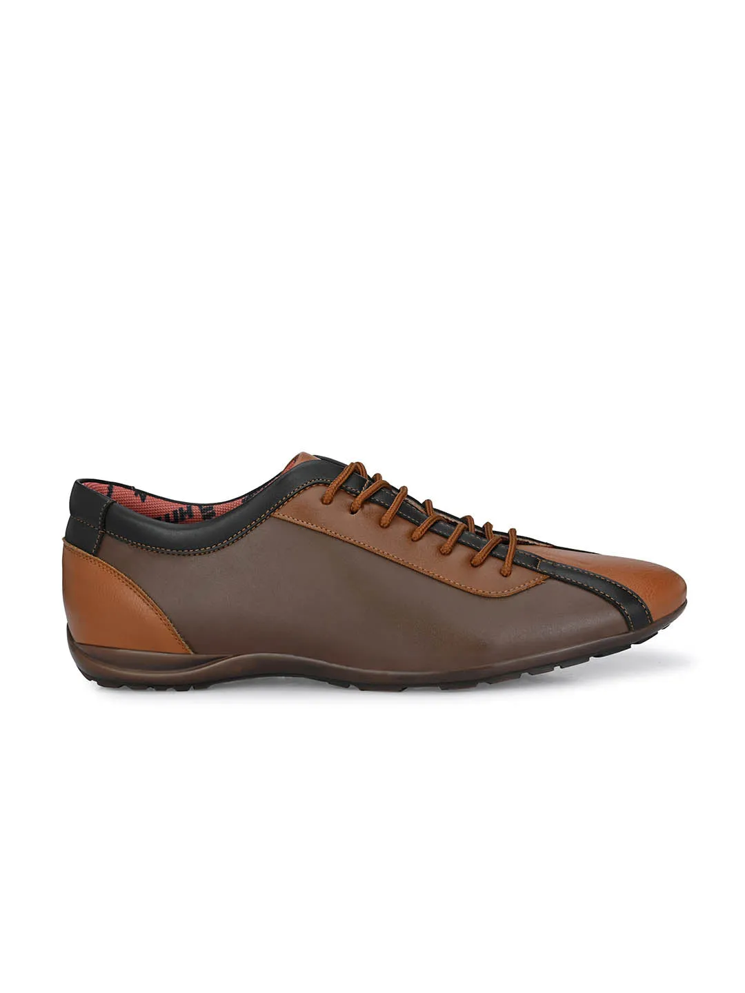 Hitz Men's Tan Leather Lace-up Casual Shoes