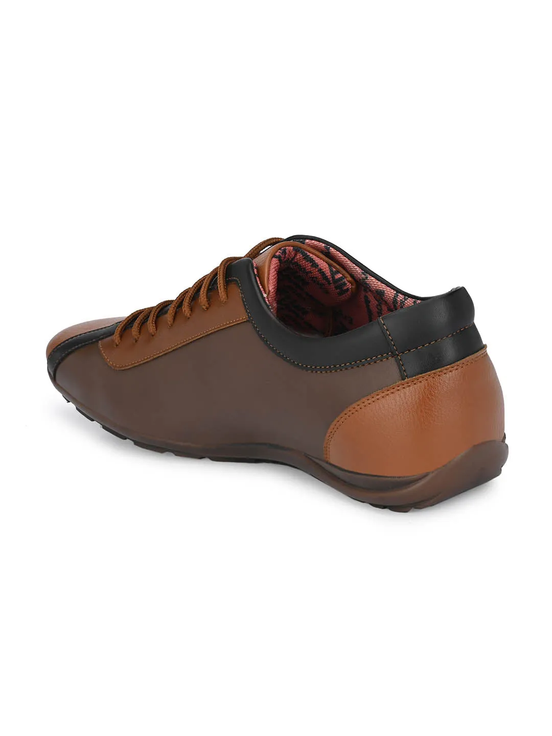 Hitz Men's Tan Leather Lace-up Casual Shoes