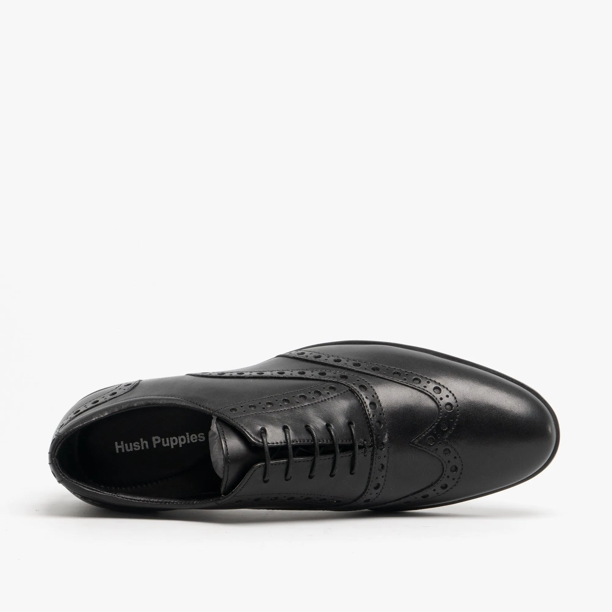 Hush Puppies OAKEN Mens Leather Brogue Shoes Black