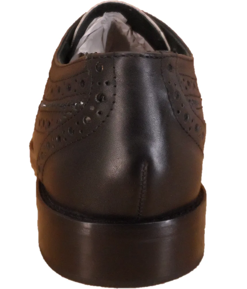 Ikon Original Black/White Retro Mod All Leather Brogue Shoes