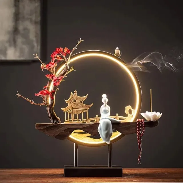 Incense burner waterfall Decoration Ceramic Burner Handmade Flower