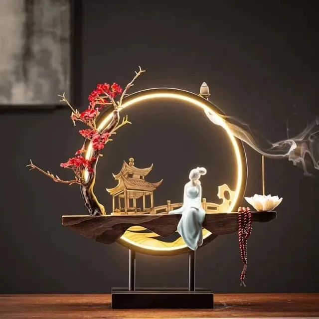 Incense burner waterfall Decoration Ceramic Burner Handmade Flower