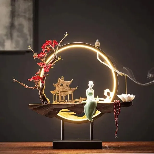 Incense burner waterfall Decoration Ceramic Burner Handmade Flower