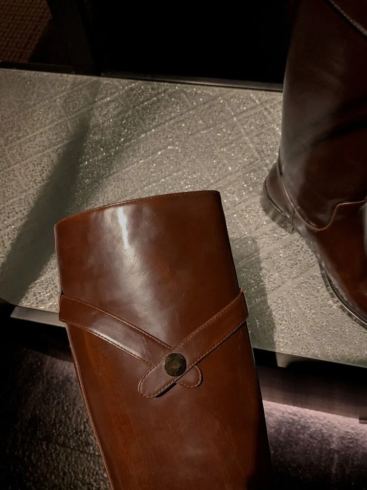 INSTOCK - Genuine Leather Boots in Brown and Black (Velvet or Leather Lining)