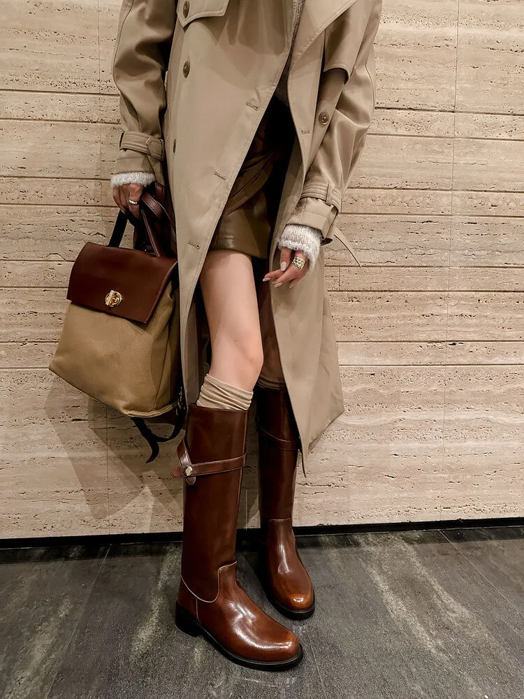INSTOCK - Genuine Leather Boots in Brown and Black (Velvet or Leather Lining)