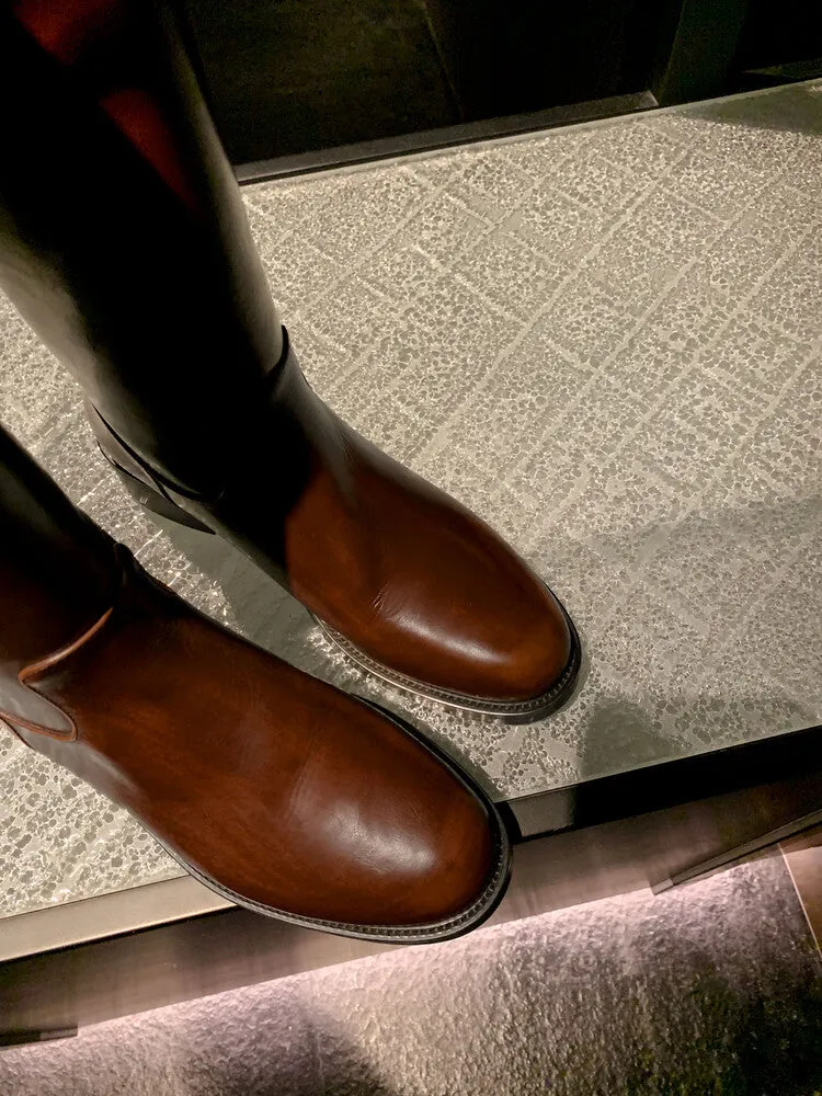 INSTOCK - Genuine Leather Boots in Brown and Black (Velvet or Leather Lining)