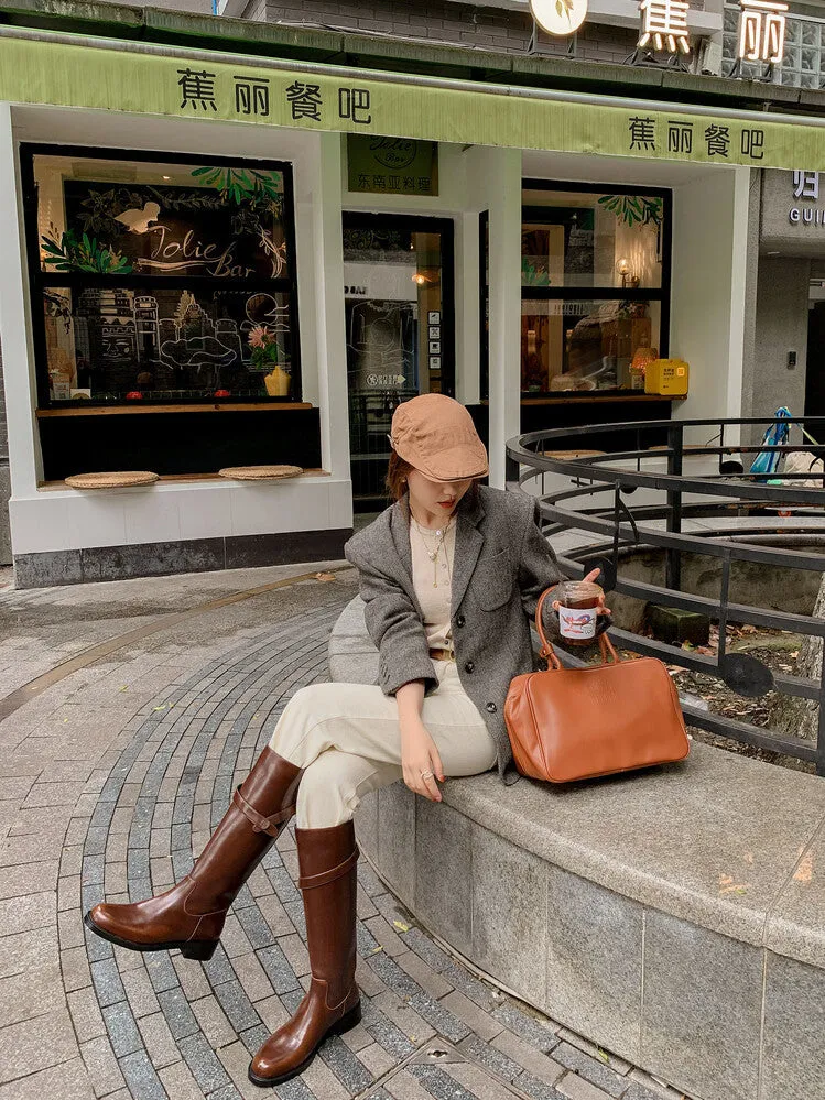 INSTOCK - Genuine Leather Boots in Brown and Black (Velvet or Leather Lining)