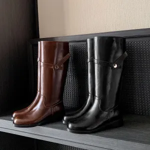 INSTOCK - Genuine Leather Boots in Brown and Black (Velvet or Leather Lining)